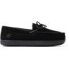 Dearfoams Men’s Hudson Genuine Suede Memory Foam Moccasin With Tie Slipper(Black 2)