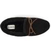 Dearfoams Men’s Hudson Genuine Suede Memory Foam Moccasin With Tie Slipper(Black)