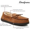 Dearfoams Men’s Hudson Genuine Suede Memory Foam Moccasin With Tie Slipper(Chestnut)