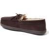 Dearfoams Men’s Hudson Genuine Suede Memory Foam Moccasin With Tie Slipper(Coffee 2)