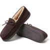 Dearfoams Men’s Hudson Genuine Suede Memory Foam Moccasin With Tie Slipper(Coffee 2)