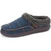 Dearfoams Men’s Breathable Memory Foam Slip on Marshall Indoor House Shoe Moccasin Slipper(Navy Plaid)
