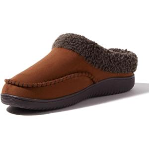 Dearfoams Men’s Breathable Memory Foam Slip on Marshall Indoor House Shoe Moccasin Slipper(Chestnut)