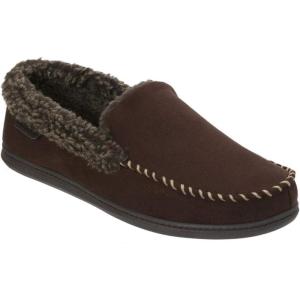 Dearfoams Men’s Microsuede Moc Whipstitch Mem Foam Slipper(Coffee)