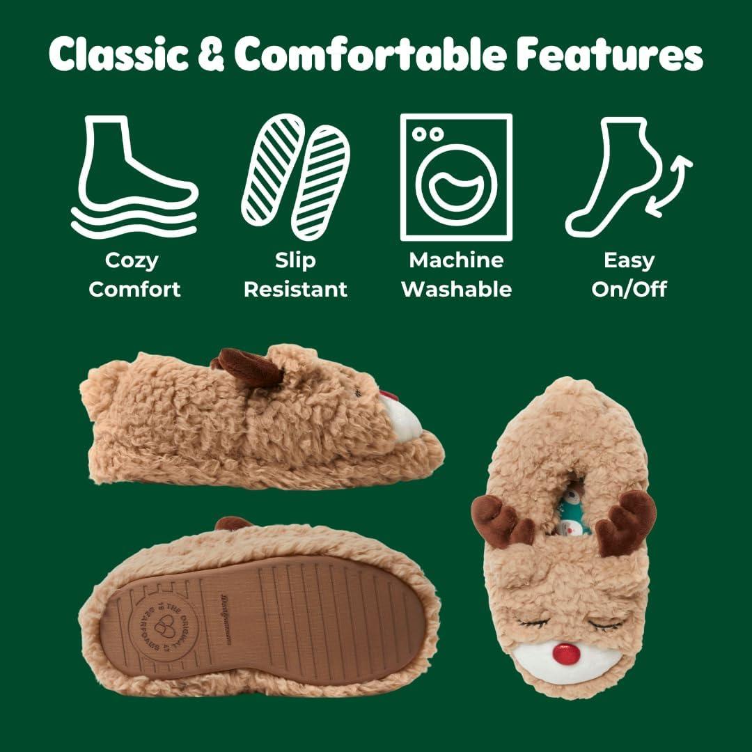 imageDearfoams Kids Kids Toddlers Whimsical Animal Critter Washable SlipperKids Reindeer