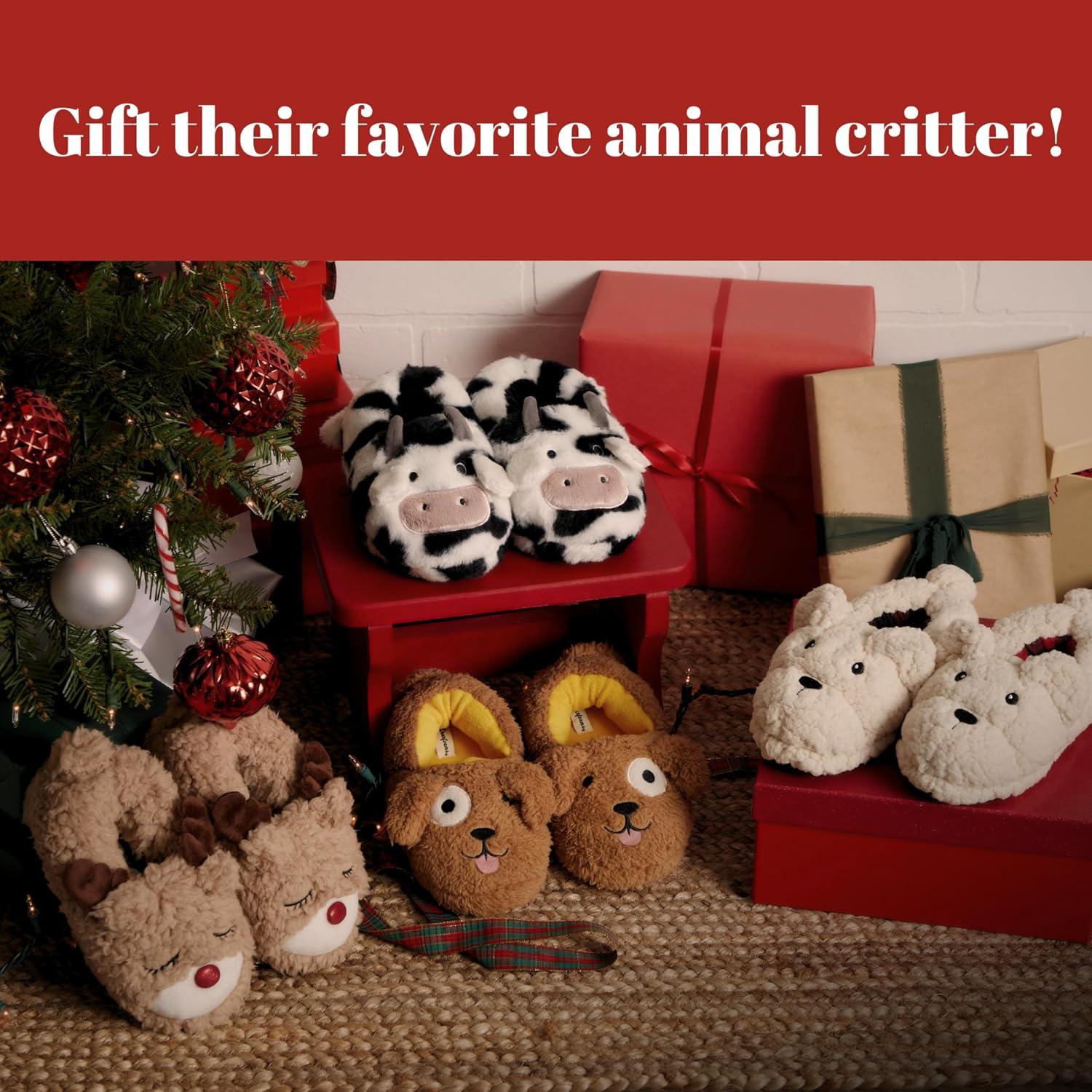 imageDearfoams Unisex Adult Matching Family Holiday Christmas Reindeer amp Turkey ScuffAdult Bear