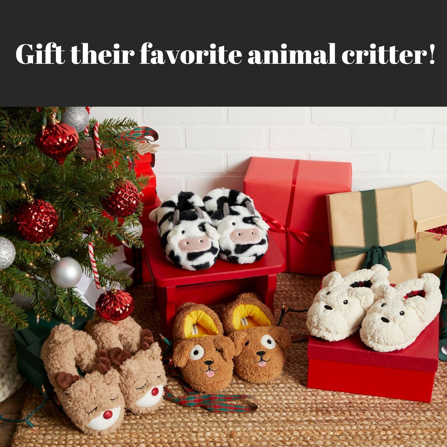 imageDearfoams Unisex Adult Matching Family Holiday Christmas Reindeer amp Turkey ScuffAdult Cow
