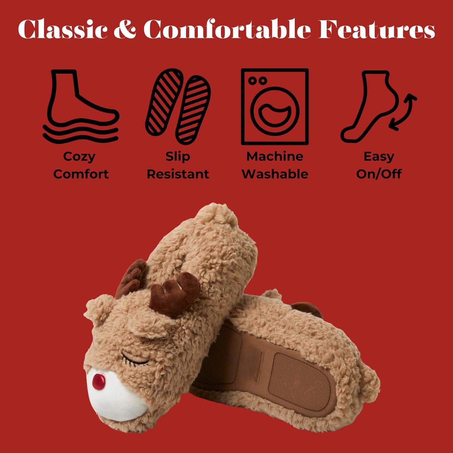 imageDearfoams Unisex Adult Matching Family Holiday Christmas Reindeer amp Turkey ScuffAdult Reindeer