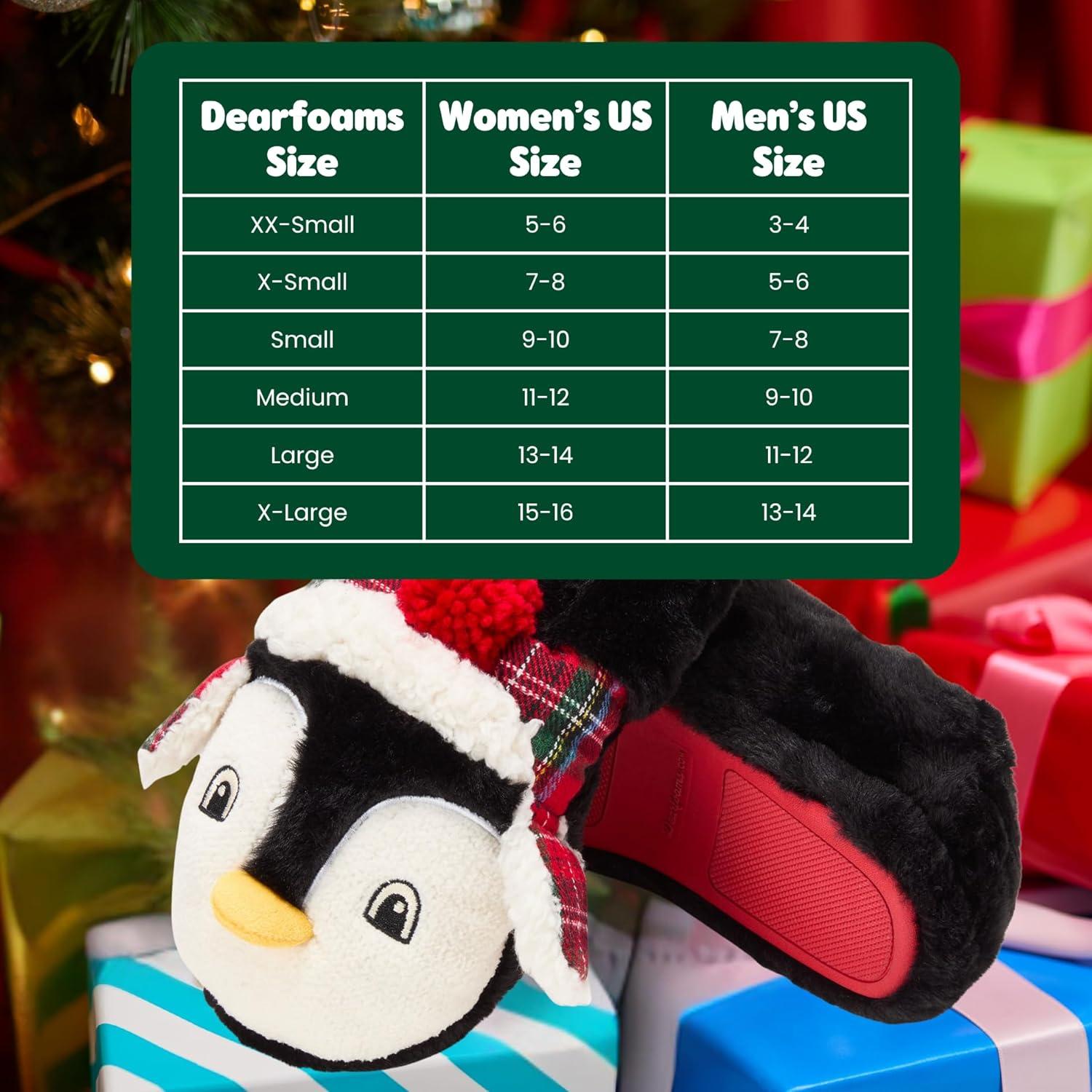 imageDearfoams Unisex Adult Matching Family Holiday Christmas Reindeer amp Turkey ScuffPenguin
