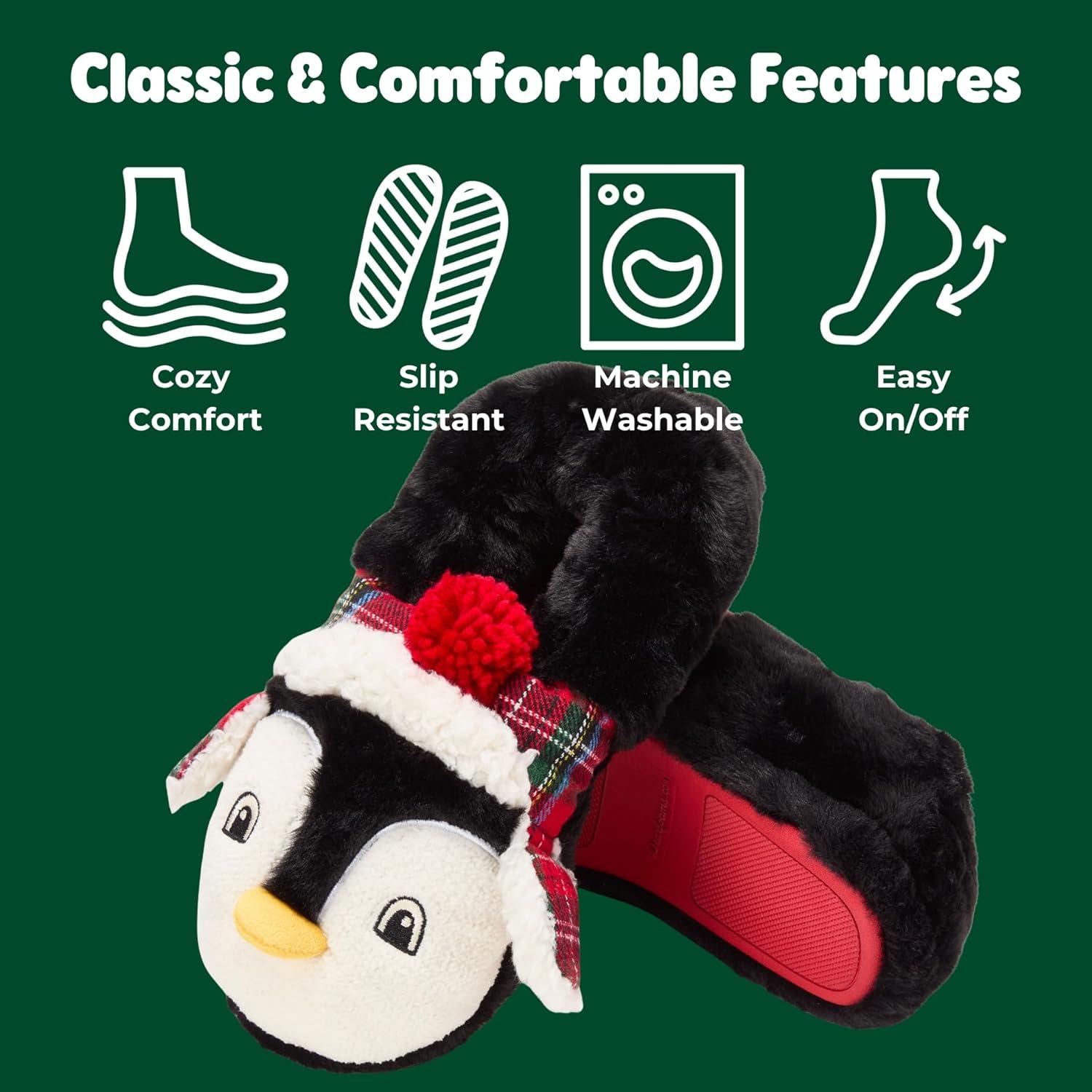 imageDearfoams Unisex Adult Matching Family Holiday Christmas Reindeer amp Turkey ScuffPenguin