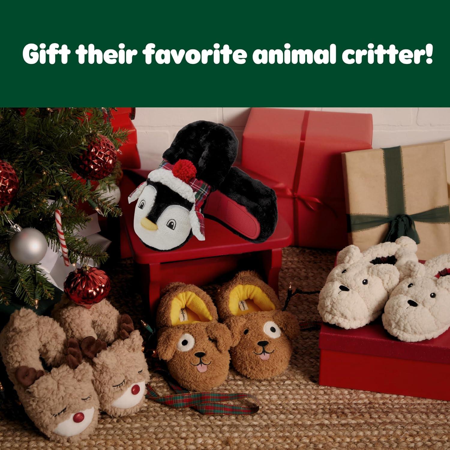imageDearfoams Unisex Adult Matching Family Holiday Christmas Reindeer amp Turkey ScuffPenguin