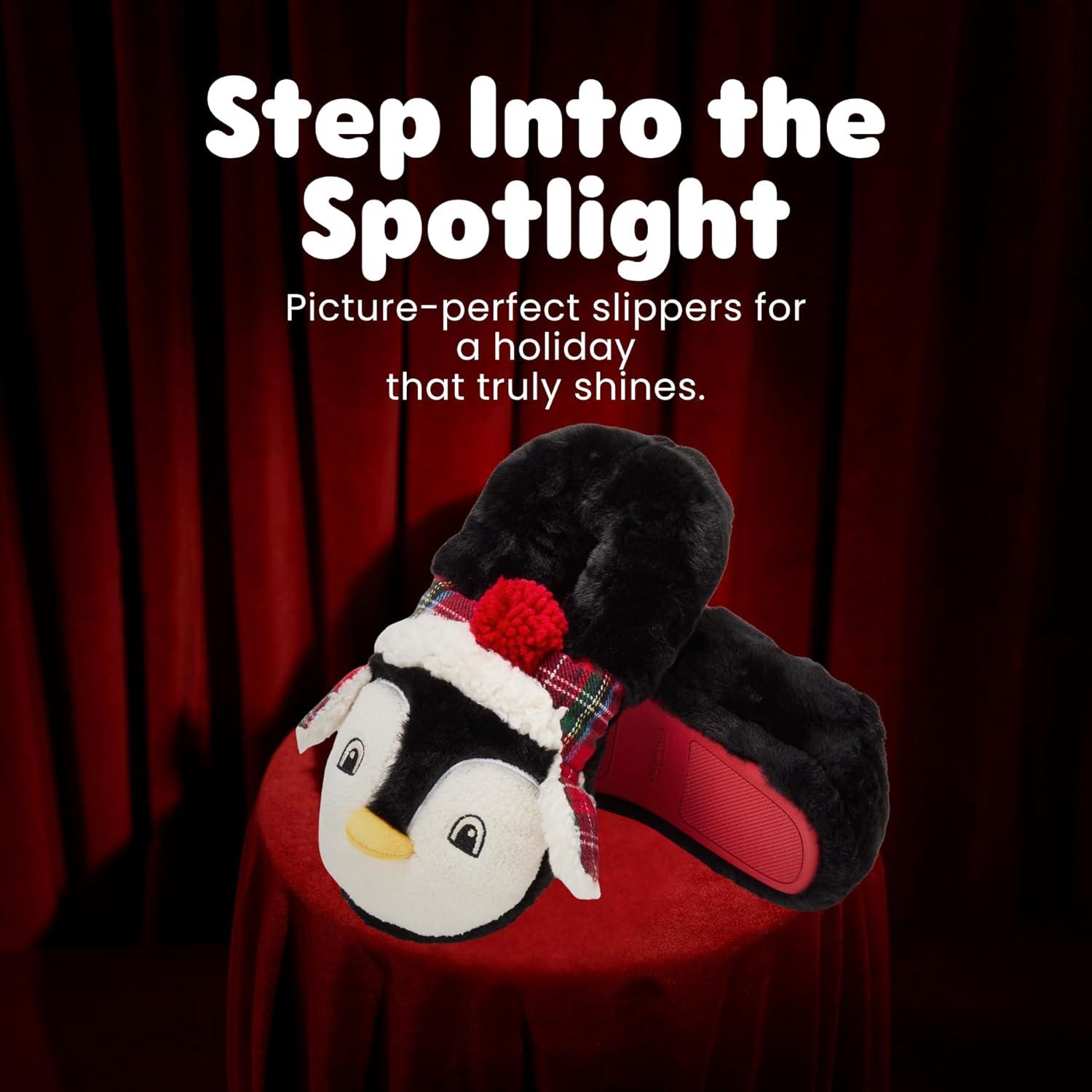 imageDearfoams Unisex Adult Matching Family Holiday Christmas Reindeer amp Turkey ScuffPenguin