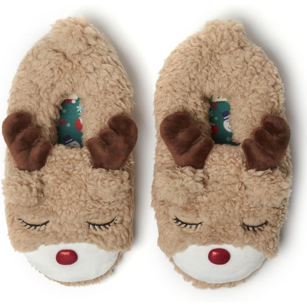 imageDearfoams Unisex Adult Matching Family Holiday Christmas Reindeer amp Turkey ScuffAdult Reindeer