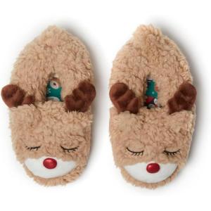 Dearfoams Kids’ Kids’ Toddlers Whimsical Animal Critter Washable Slipper(Kids Reindeer)