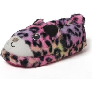 Dearfoams Kids’ Kids’ Toddlers Whimsical Animal Critter Washable Slipper(Leopard)