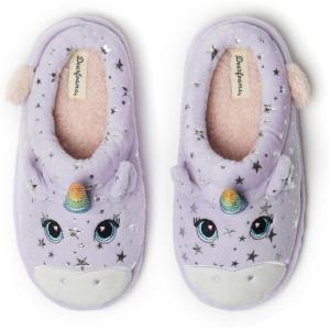 Dearfoams Kids’ Kids’ Toddlers Whimsical Animal Critter Washable Slipper(Purple Unicorn)