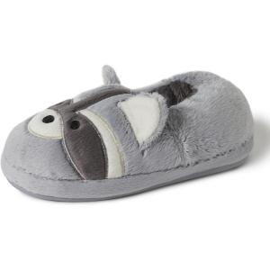 Dearfoams Kids’ Kids’ Toddlers Whimsical Animal Critter Washable Slipper(Raccoon)