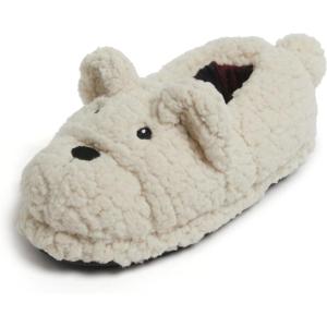 Dearfoams Kids’ Kids’ Toddlers Whimsical Animal Critter Washable Slipper(White Bear)