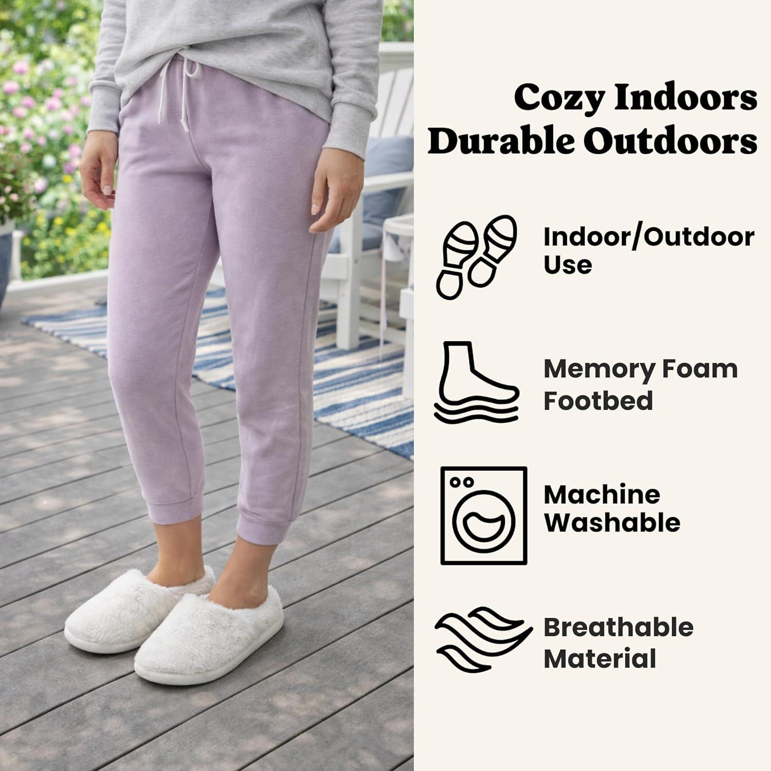 imageDearfoams Womens Bailey Plush Furry Scuff SlipperAlabaster