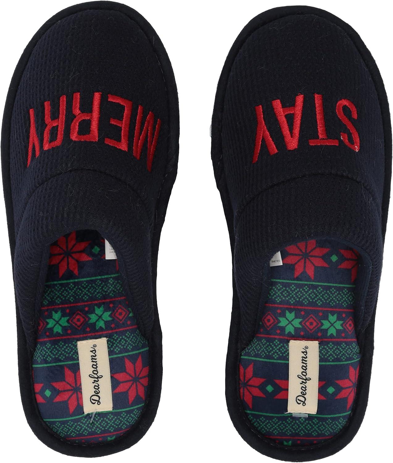 imageDearfoams Mens Funny Ugly Christmas Sweater Holiday ScuffStay Merry