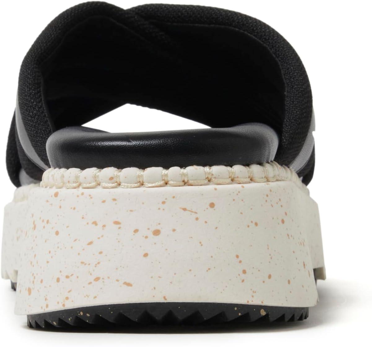 imageDearfoams Womens Daisy Comfortable Wedge Platform Slide SandalBlack