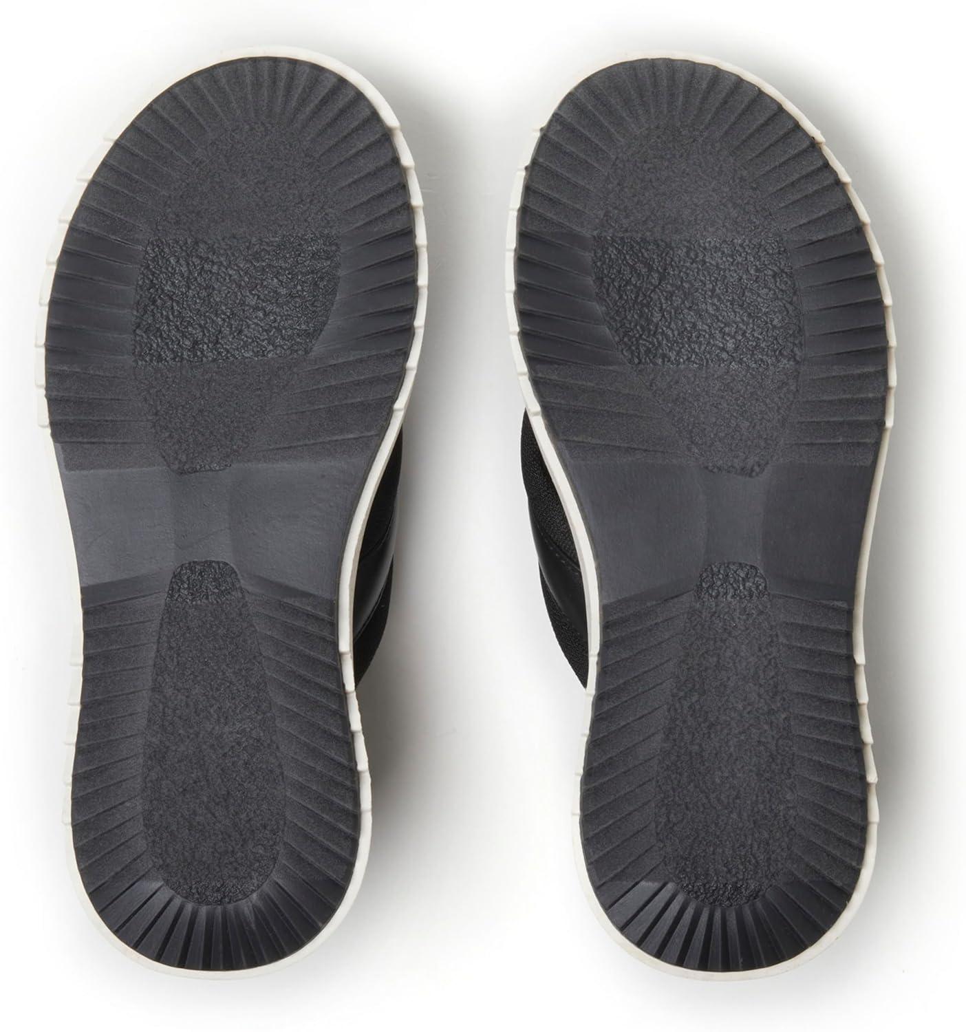 imageDearfoams Womens Daisy Comfortable Wedge Platform Slide SandalBlack