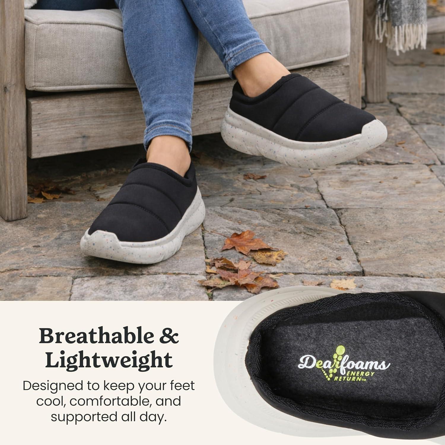 imageDearfoams womens Lightweight Quilted Puffy Nylon Energy Return Ontario Slip on MuleBlack