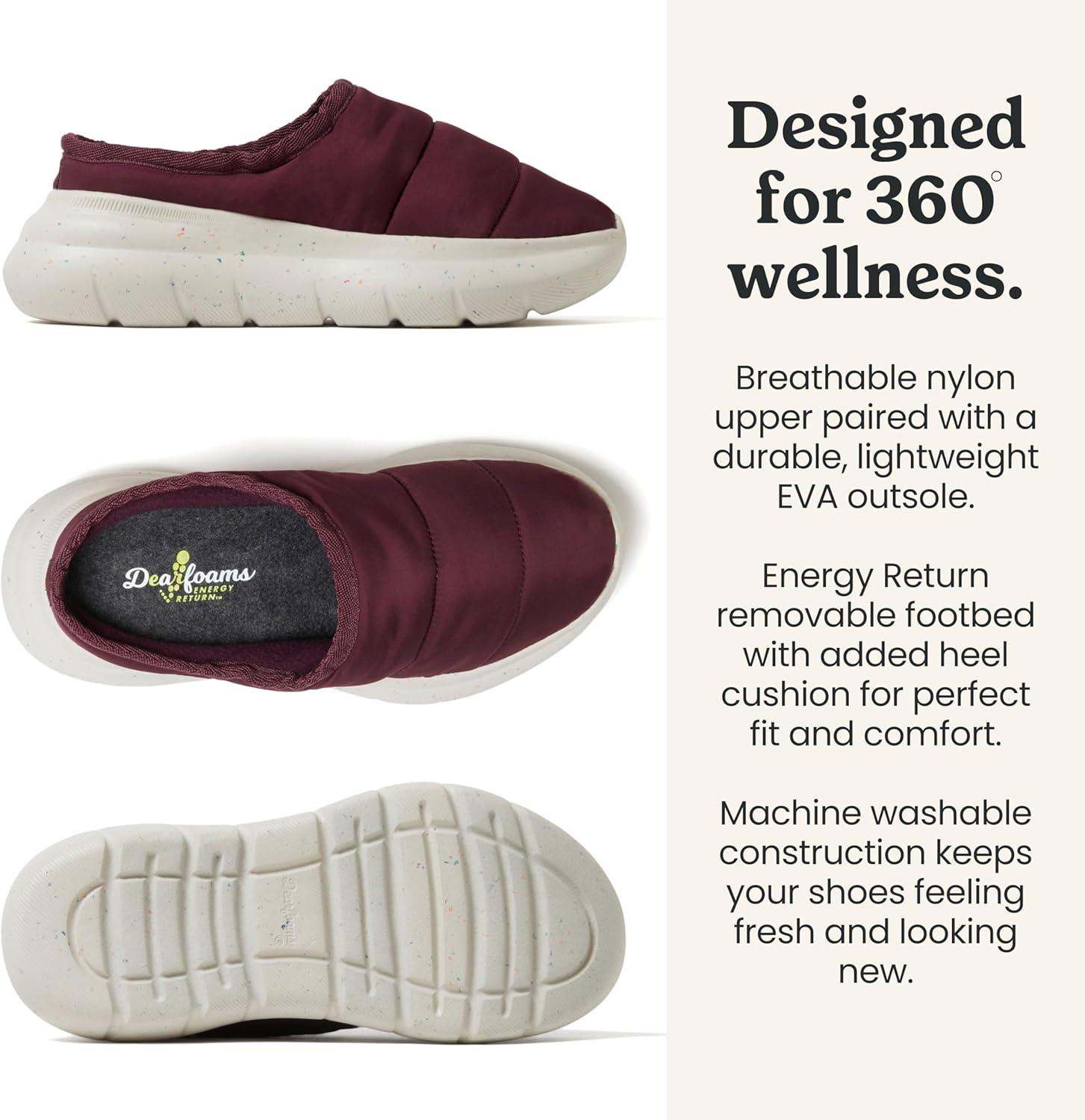 imageDearfoams womens Lightweight Quilted Puffy Nylon Energy Return Ontario Slip on MuleFig