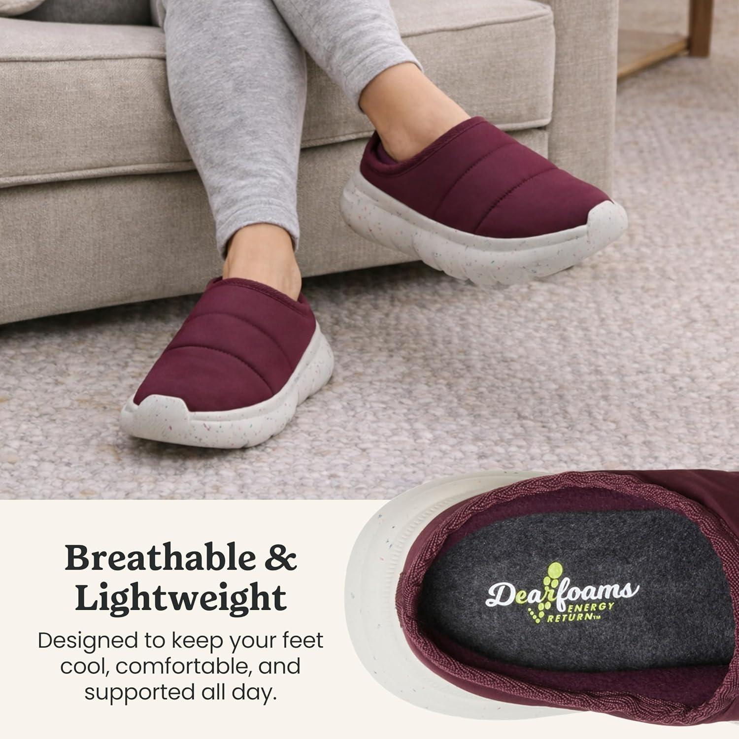 imageDearfoams womens Lightweight Quilted Puffy Nylon Energy Return Ontario Slip on MuleFig