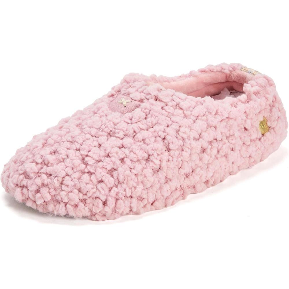 imageDearfoams womens Memory Foam Non Slip Sherpa Indoor Travel House Shoes Slipper Sock With Storage BagPink Sherpa