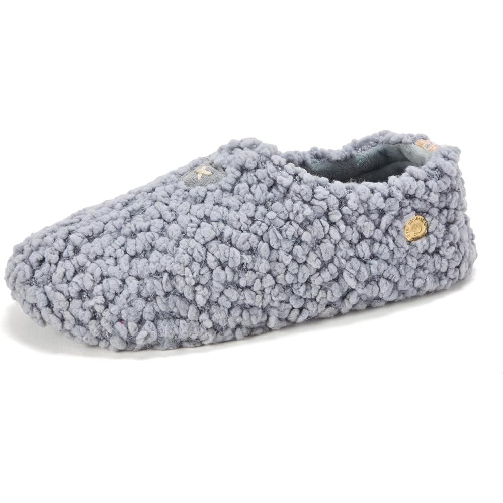 imageDearfoams womens Memory Foam Non Slip Sherpa Indoor Travel House Shoes Slipper Sock With Storage BagSleet Sherpa