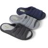 Dearfoams Men’s Adrian Quilted Memory Foam Sweatshirt Slide(Light Heather Grey)