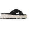 Dearfoams Women’s Daisy Comfortable Wedge Platform Slide Sandal(Black)