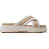 Dearfoams Women’s Daisy Comfortable Wedge Platform Slide Sandal(Ivory)