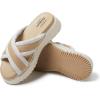 Dearfoams Women’s Daisy Comfortable Wedge Platform Slide Sandal(Ivory)
