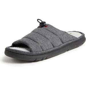 Dearfoams Men’s Adrian Quilted Memory Foam Sweatshirt Slide(Black)