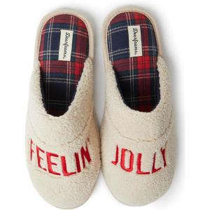 Dearfoams Men’s Funny Ugly Christmas Sweater Holiday Scuff(Feelin Jolly)