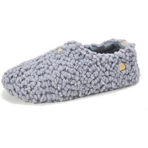 Dearfoams womens Memory Foam Non Slip Sherpa Indoor Travel House Shoes Slipper Sock With Storage Bag(Sleet Sherpa)