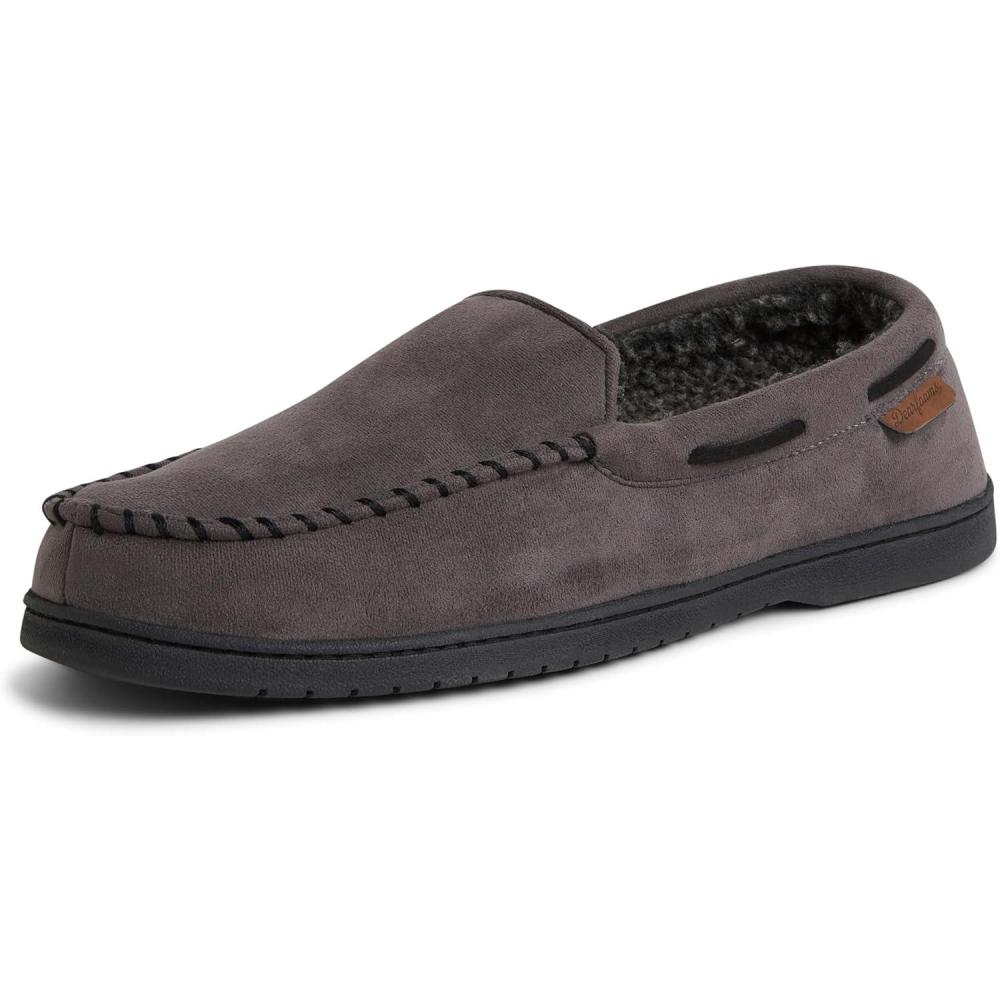 imageDearfoams Mens Keaton Memory Foam Indoor Outdoor Moccasin With Wide Widths SlipperPavement Microsuede