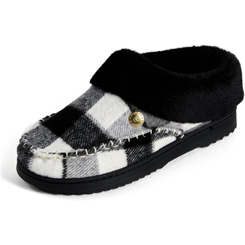 imageDearfoams womens Nyla Felted and Plaid Moc Toe ClogBlack Plaid