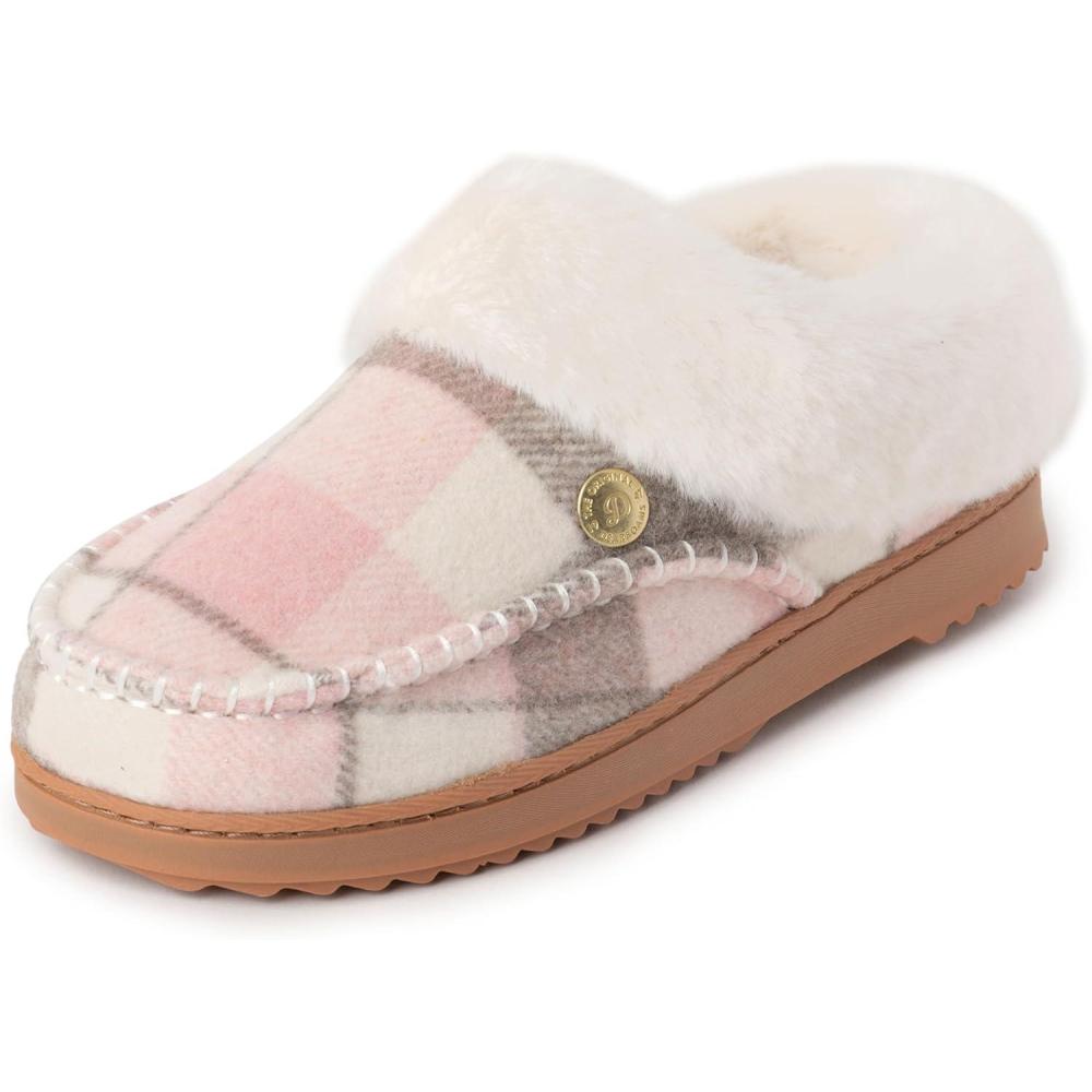 imageDearfoams womens Nyla Felted and Plaid Moc Toe ClogPink Plaid