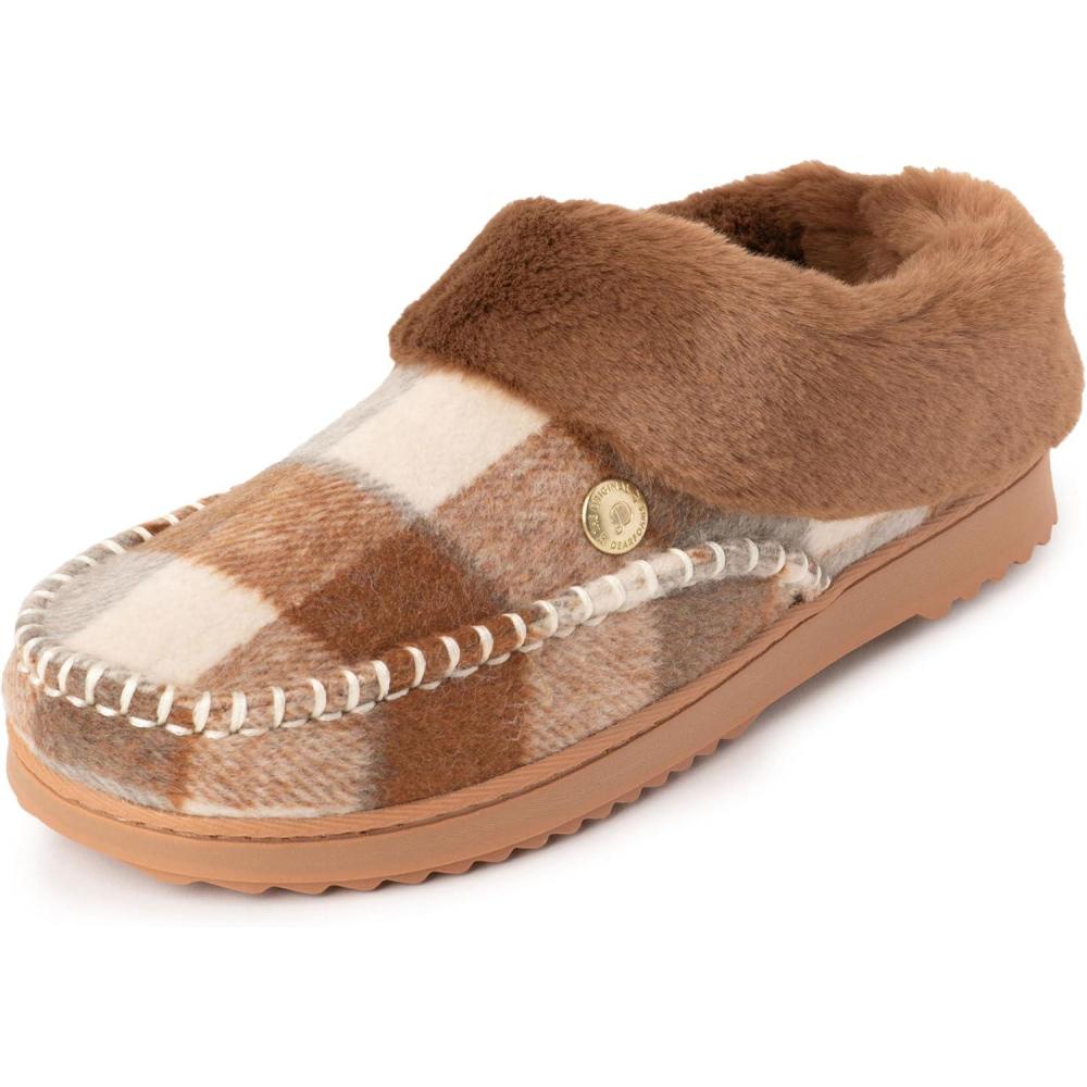imageDearfoams womens Nyla Felted and Plaid Moc Toe ClogPlaid