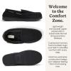 Dearfoams Men’s Keaton Memory Foam Indoor Outdoor Moccasin With Wide Widths Slipper(Black Microsuede)