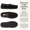 Dearfoams Men’s Keaton Memory Foam Indoor Outdoor Moccasin With Wide Widths Slipper(Black Perforated)
