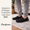 Dearfoams Men’s Keaton Memory Foam Indoor Outdoor Moccasin With Wide Widths Slipper(Black Perforated)