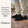 Dearfoams Men’s Keaton Memory Foam Indoor Outdoor Moccasin With Wide Widths Slipper(Black Twill)