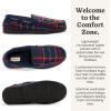 Dearfoams Men’s Keaton Memory Foam Indoor Outdoor Moccasin With Wide Widths Slipper(Blue Plaid)