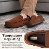 Dearfoams Men’s Keaton Memory Foam Indoor Outdoor Moccasin With Wide Widths Slipper(Chestnut Microsuede)