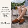 Dearfoams Men’s Keaton Memory Foam Indoor Outdoor Moccasin With Wide Widths Slipper(Chestnut Microsuede)