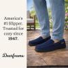 Dearfoams Men’s Keaton Memory Foam Indoor Outdoor Moccasin With Wide Widths Slipper(Navy Twill)